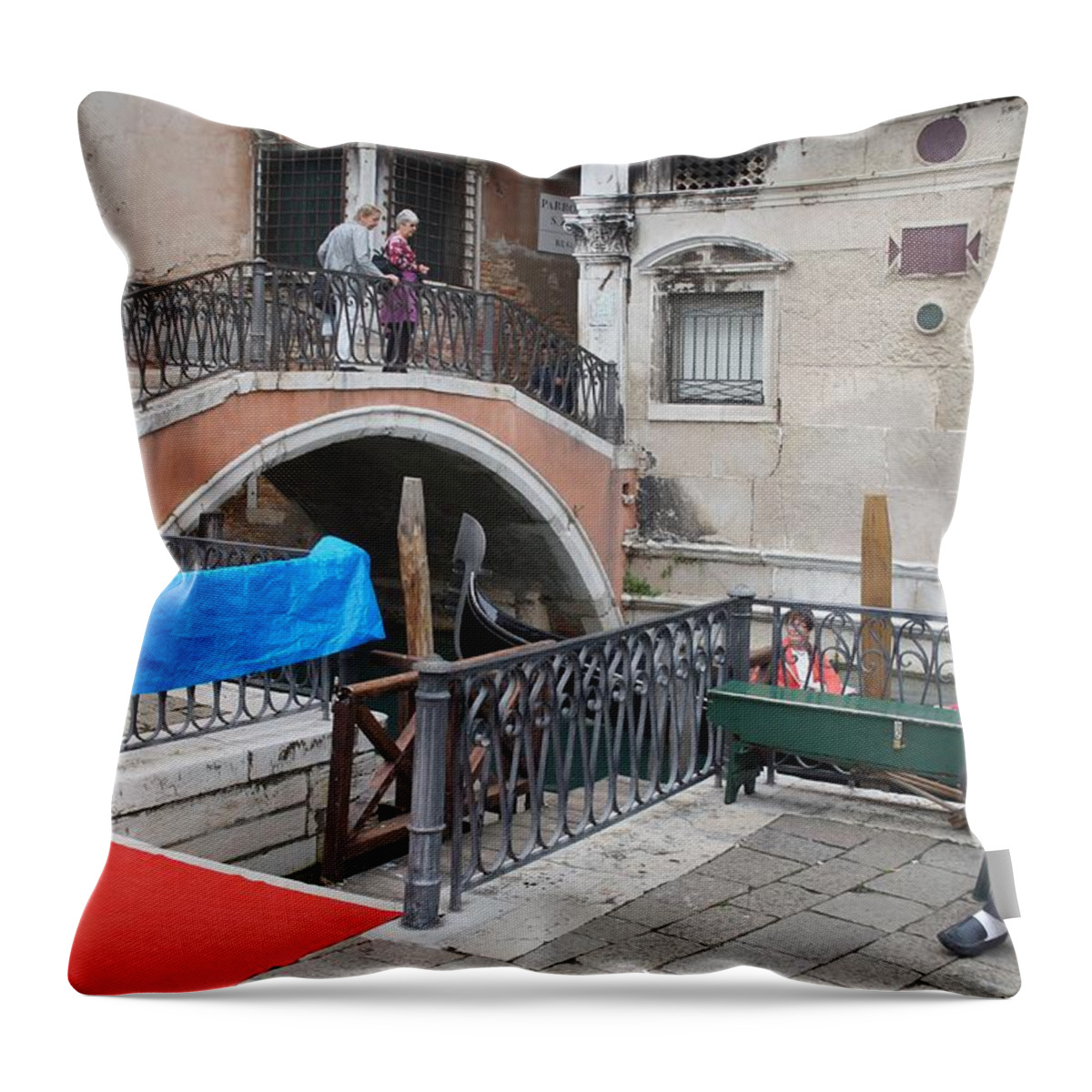 Gondolier Throw Pillow featuring the photograph Gondolier by Kristine Bogdanovich