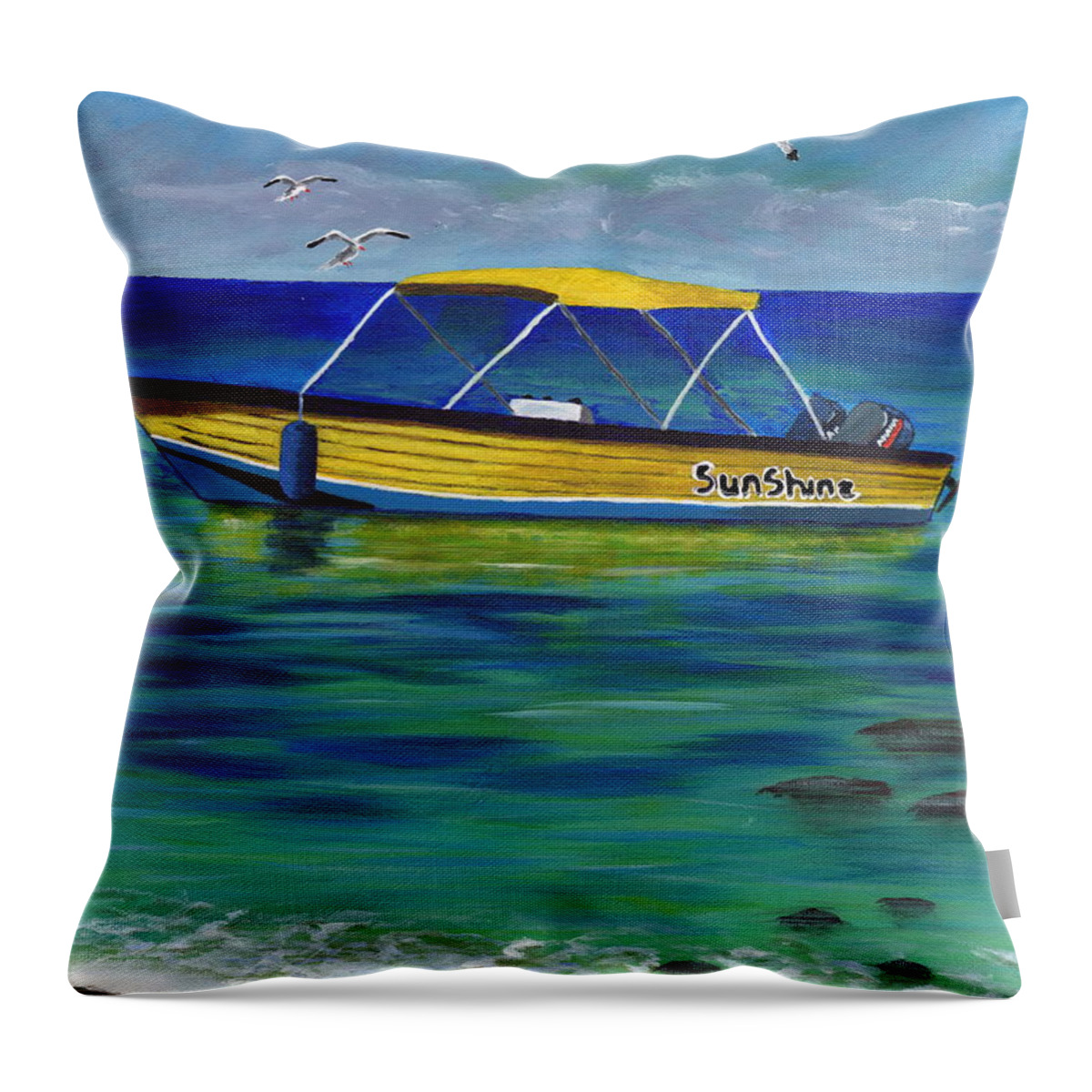 Boat Throw Pillow featuring the painting Gone To Rest by Laura Forde