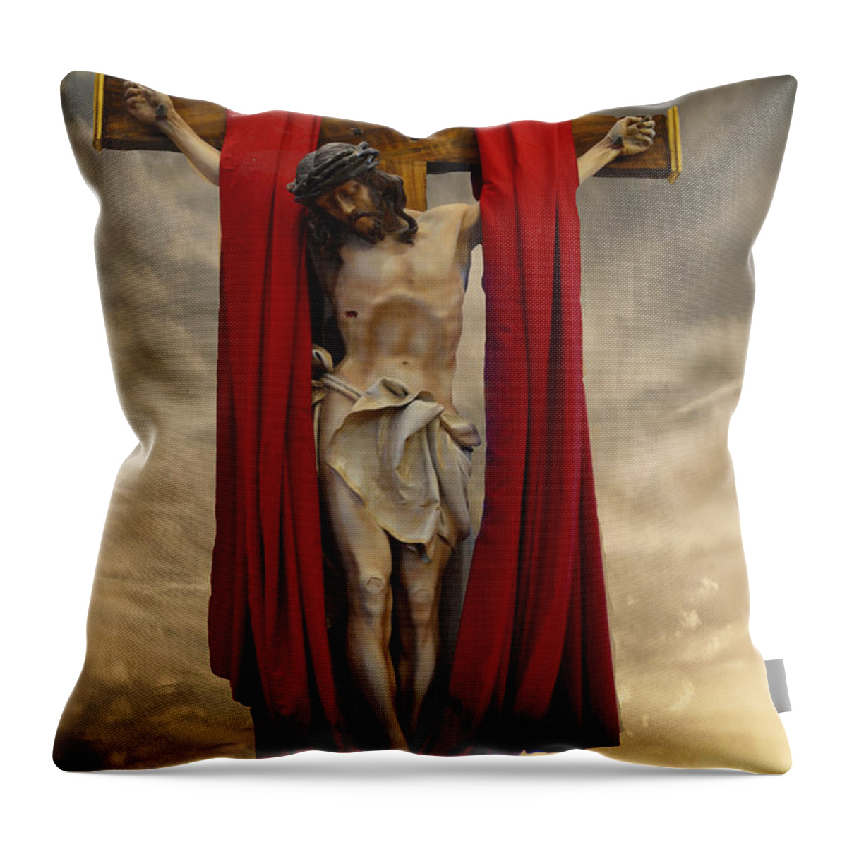 His Ultimate Mercy Throw Pillow featuring the photograph His Ultimate Gift of Mercy - Jesus Christ by Luther Fine Art