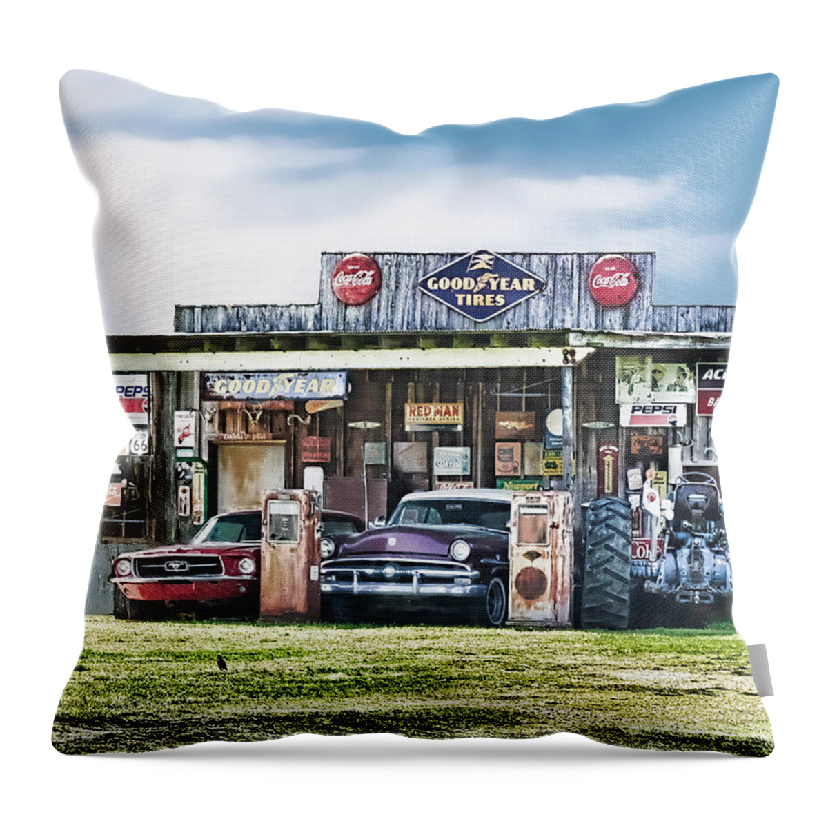 Old Store Building Throw Pillow featuring the photograph Good Times not Forgotten by Bonnie Willis
