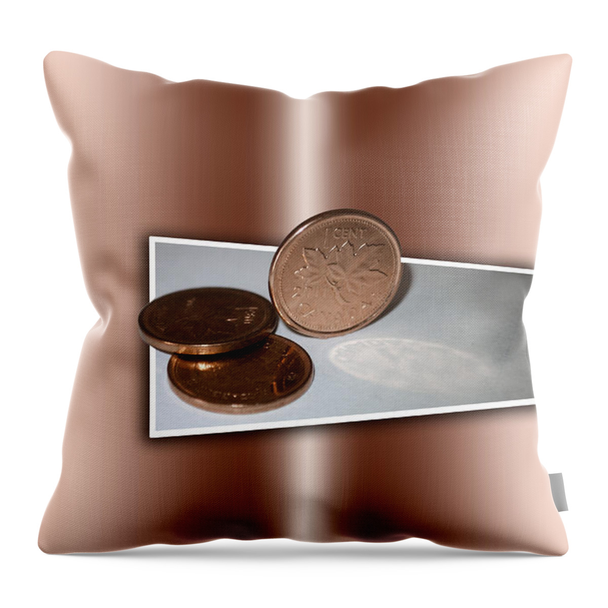 Canadian Penny Throw Pillow featuring the photograph Goodbye Canadian Penny by Pennie McCracken