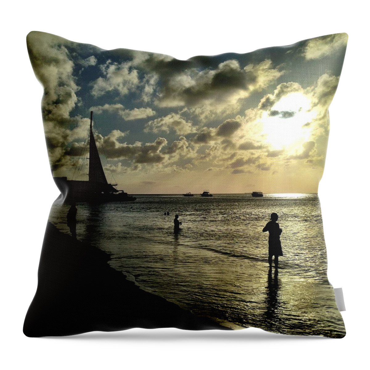 Aruba Throw Pillow featuring the photograph Goodnight Aruba by Krista Feierabend