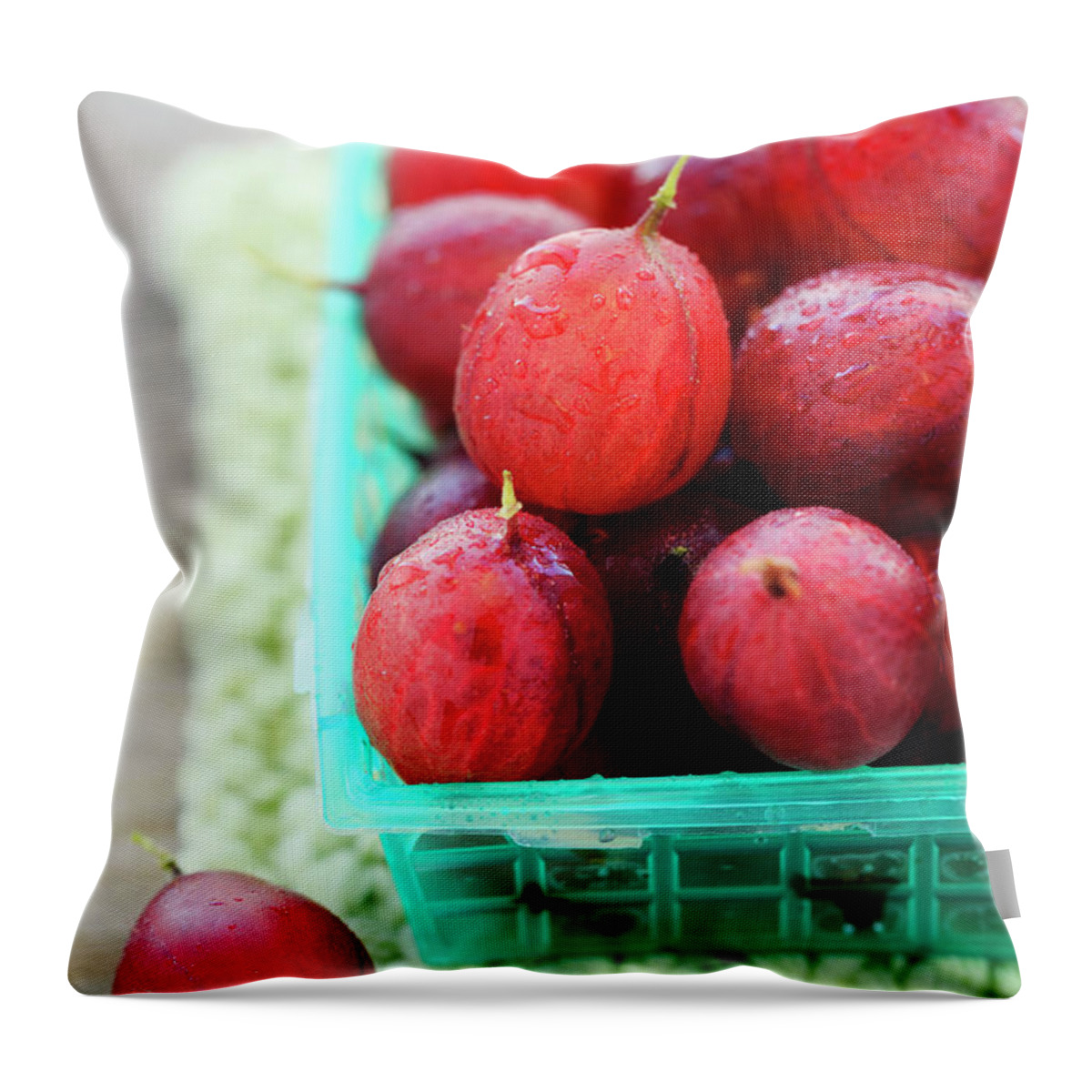 Large Group Of Objects Throw Pillow featuring the photograph Gooseberries by Nicolesy