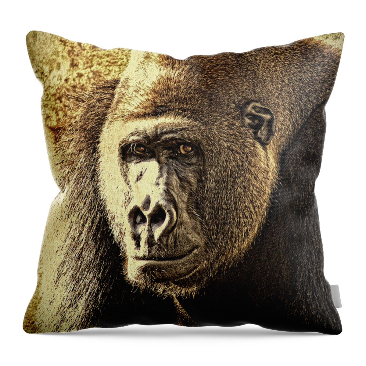 Gorilla Throw Pillow featuring the photograph Gorilla Portrait 2 by Heiko Koehrer-Wagner