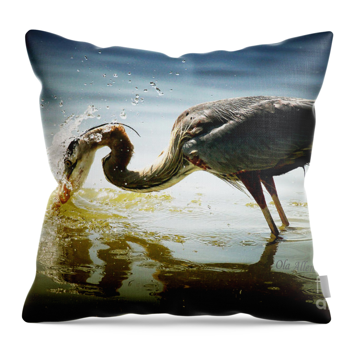 Great Blue Heron Throw Pillow featuring the photograph Got You by Ola Allen
