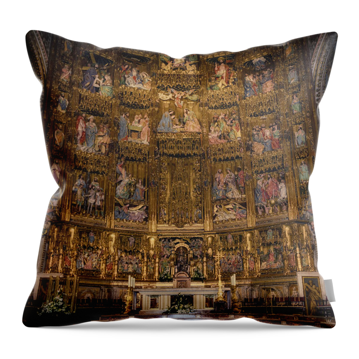 Toledo Throw Pillow featuring the photograph Gothic Altar Screen by Joan Carroll