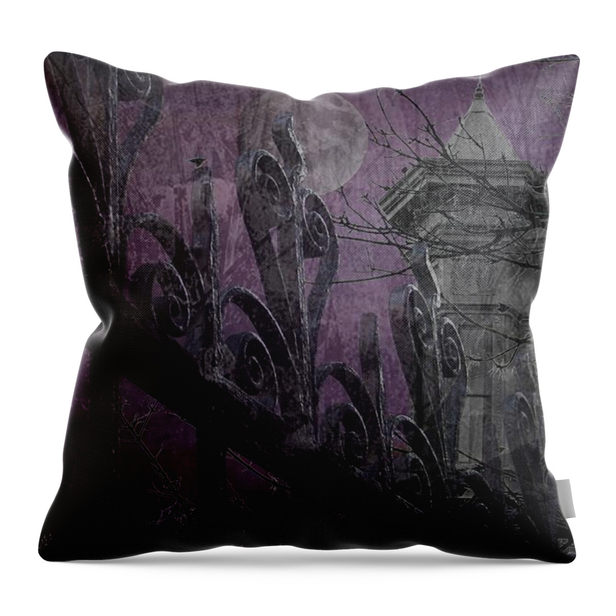 Victorian Throw Pillow featuring the photograph Gothic Moonlight by Suzanne Powers