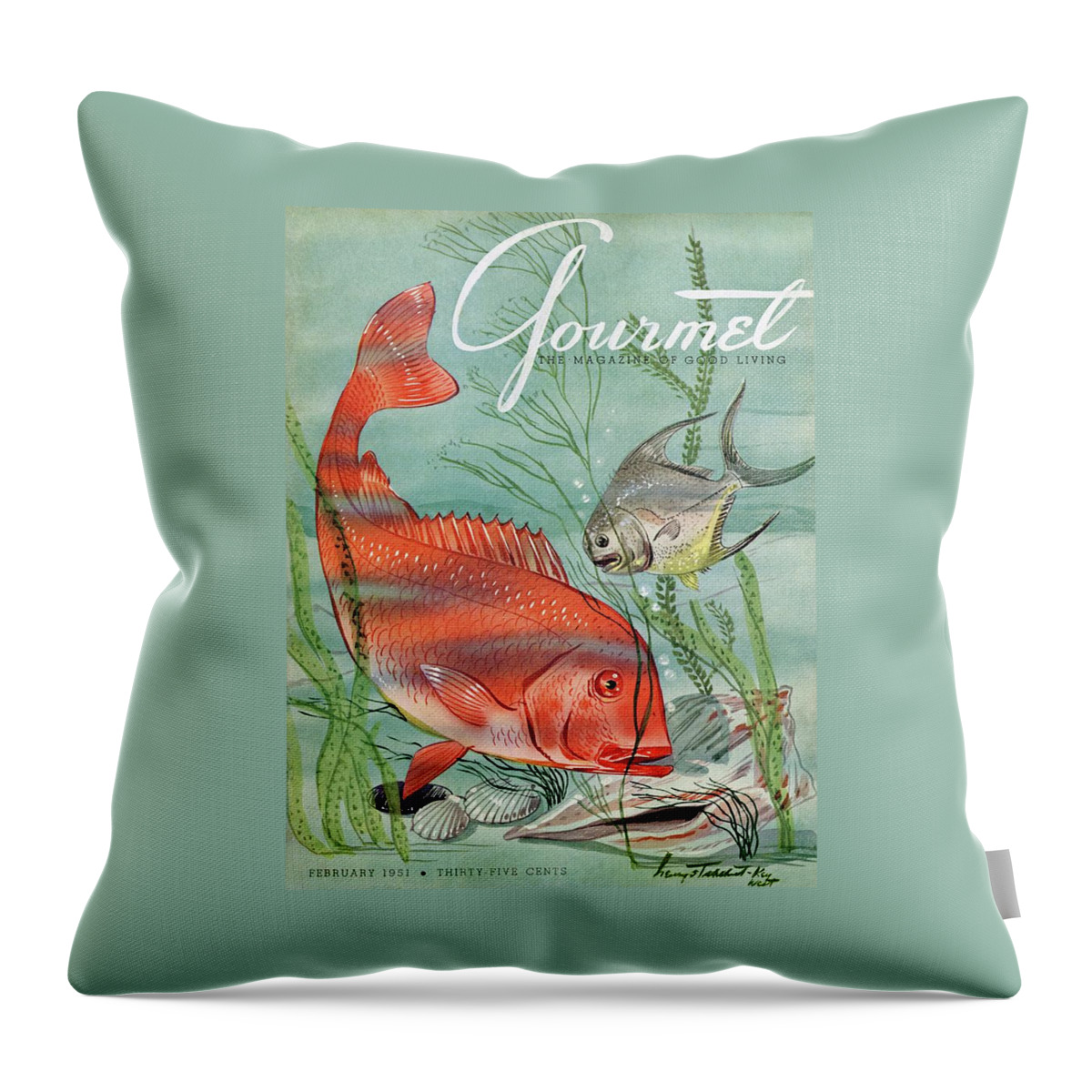 Gourmet Cover Featuring A Snapper And Pompano Throw Pillow