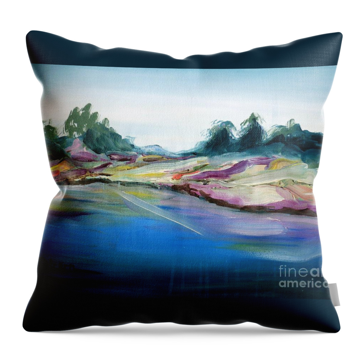 Gowrie Throw Pillow featuring the painting Gowrie Creek Spring by Therese Alcorn