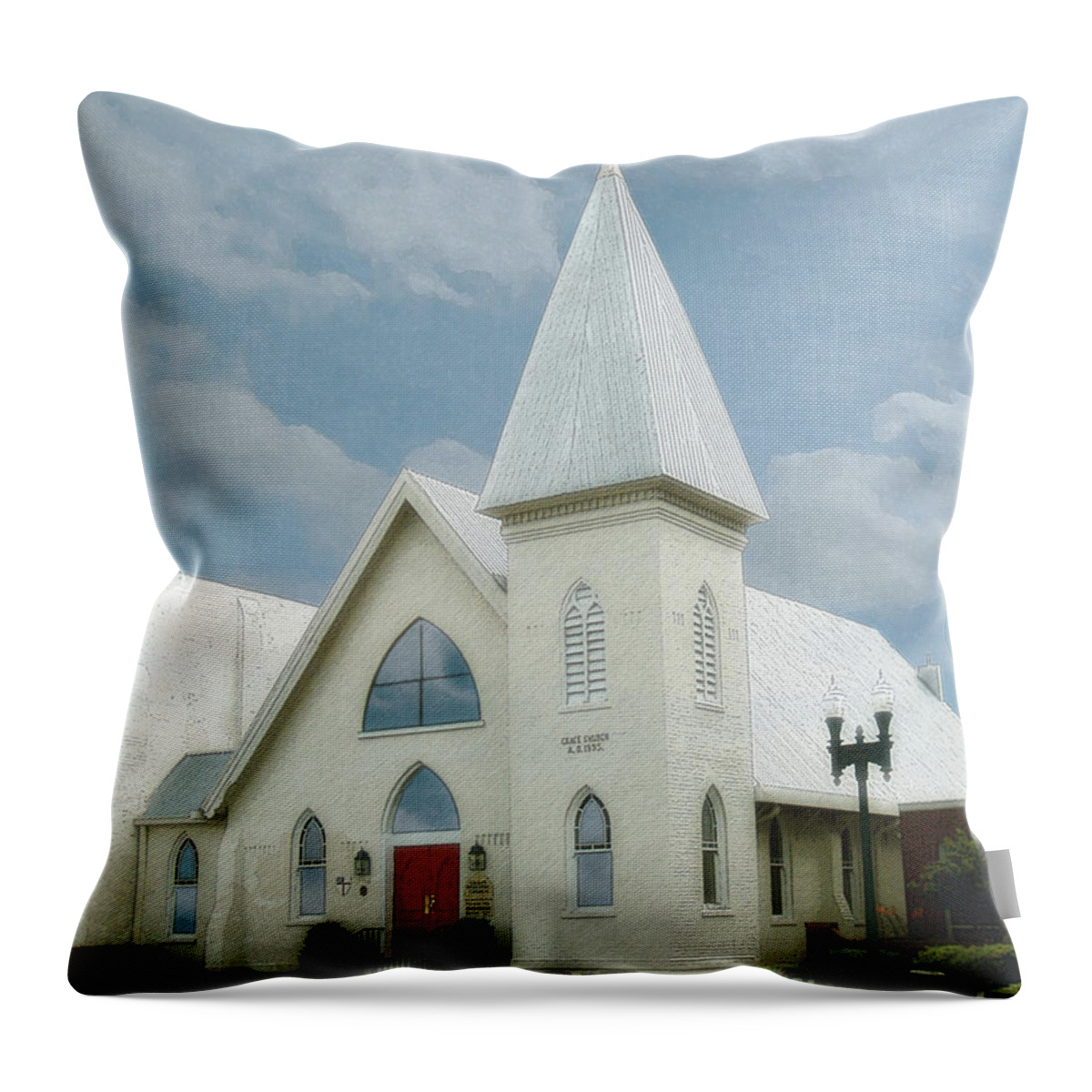 Windows On The Square Throw Pillow featuring the photograph Grace Church by Lee Owenby