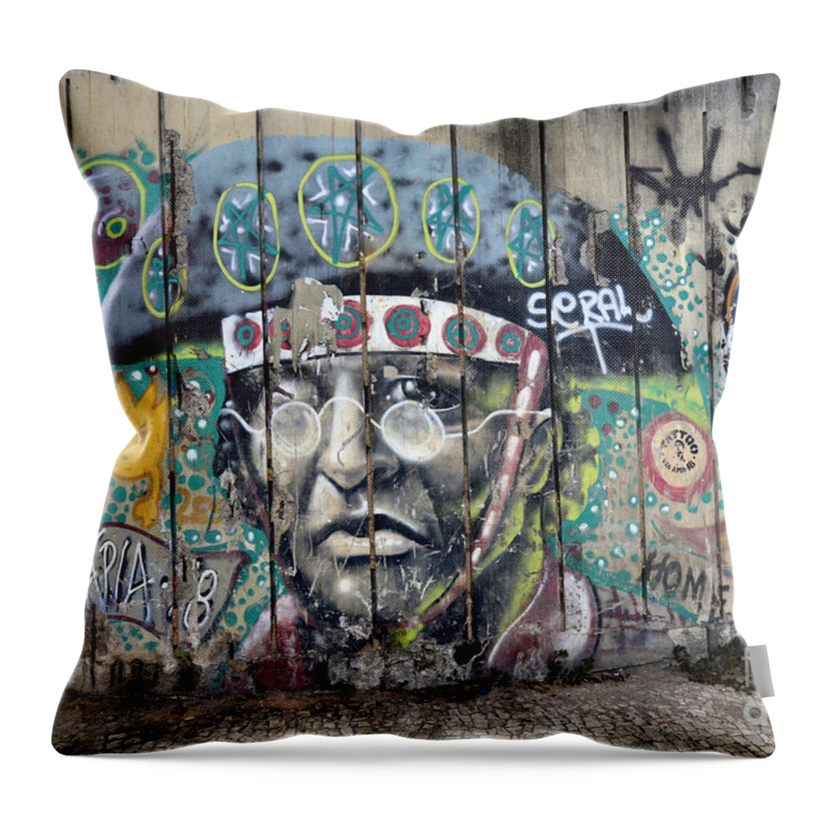 Graffiti Throw Pillow featuring the photograph Graffiti Art Rio De Janeiro 1 by Bob Christopher