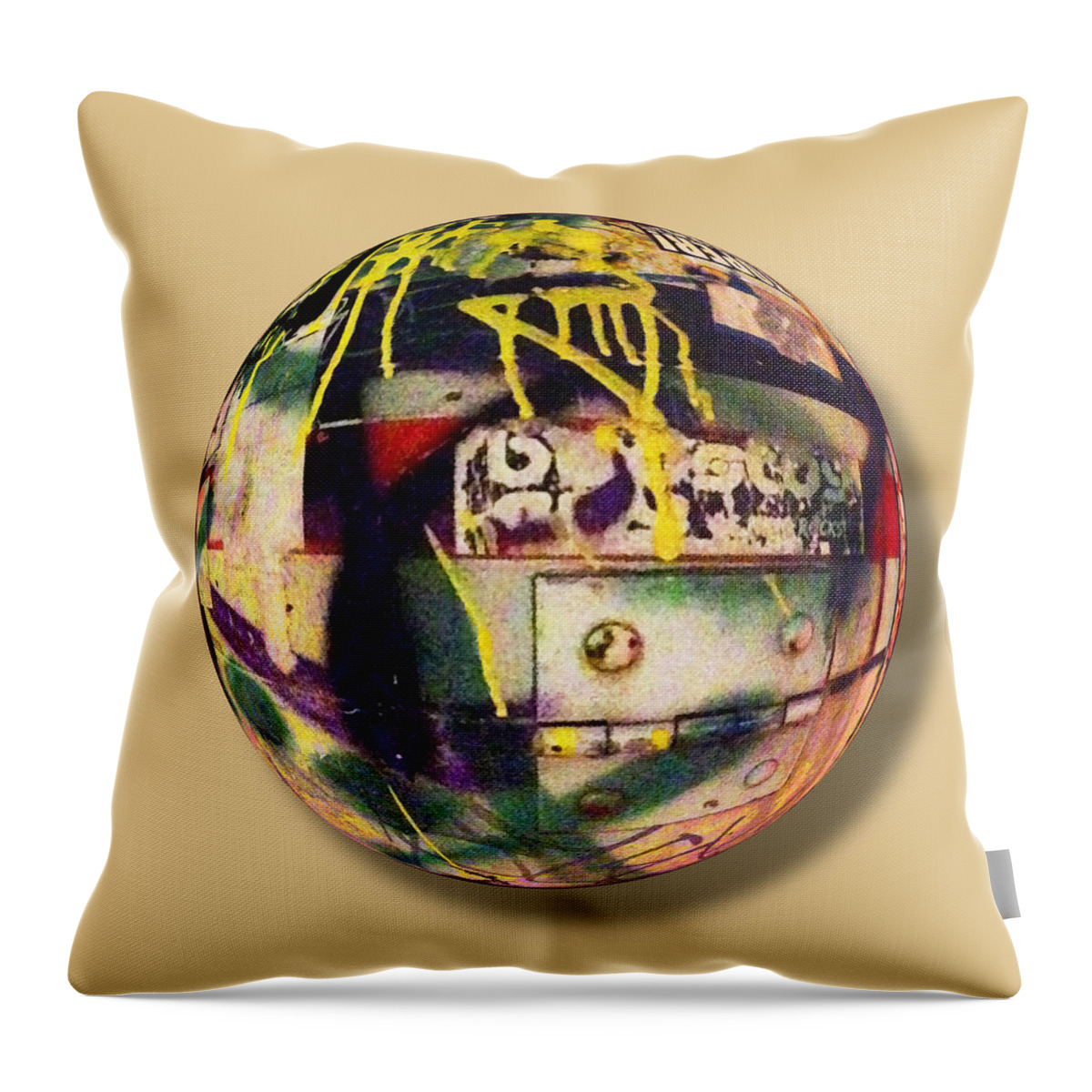 Circle Throw Pillow featuring the painting Graffiti Orb 2 by Tony Rubino