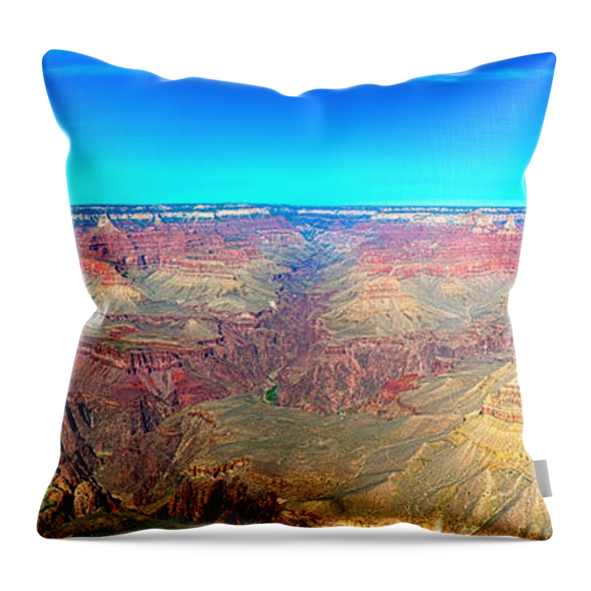 If You Look Closely You Can See The Colorado River ...sort Of. The Grand Canyon Is Definitely Breathtaking And I Hope You Agree That I Captured A Little Of It's Beauty. Throw Pillow featuring the photograph Grand Canyon Panorama by Penny Lisowski