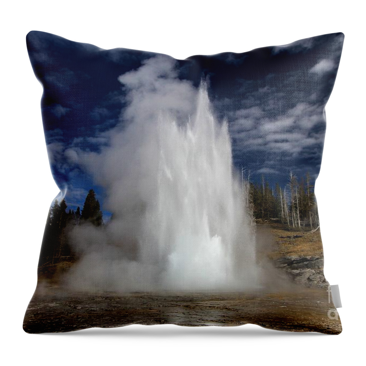 Grand Geyser Throw Pillow featuring the photograph Grand Eruption by Adam Jewell