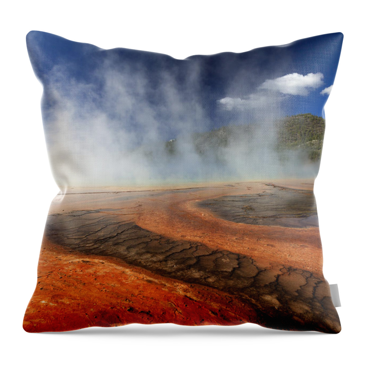 530440 Throw Pillow featuring the photograph Grand Prismatic Spring Yellowstone Np by Duncan Usher
