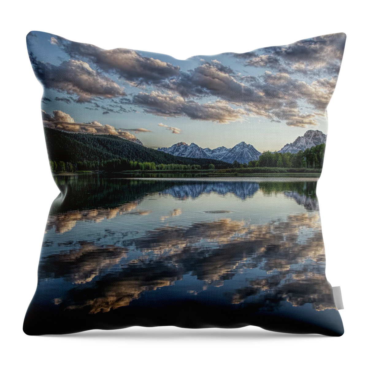 Scenics Throw Pillow featuring the photograph Grand Teton And Snake River by Sandbarrett Photography