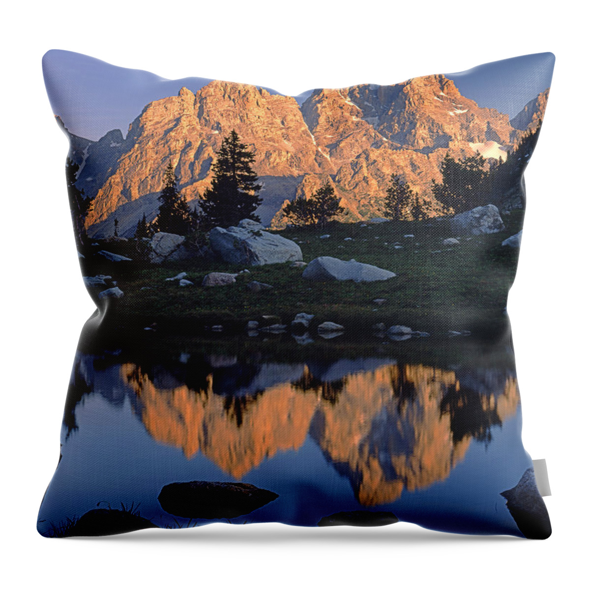 Mt. Owen Throw Pillow featuring the photograph 1M9376-Grand Teton Reflect 2 by Ed Cooper Photography