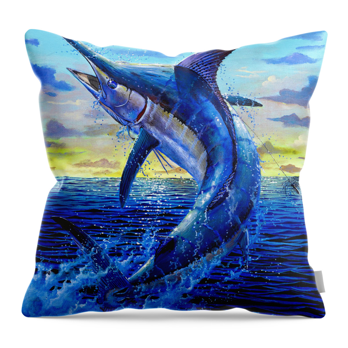 Marlin Throw Pillow featuring the painting Grander Off007 by Carey Chen