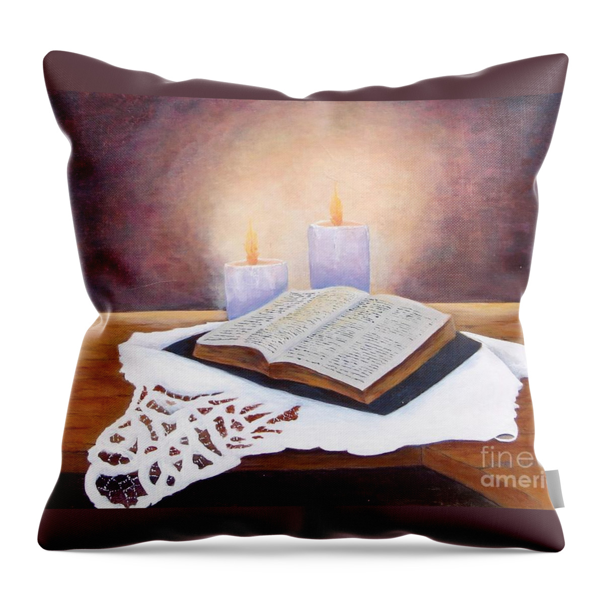 Still Life Throw Pillow featuring the painting Grandma's Bible by Jerry Walker