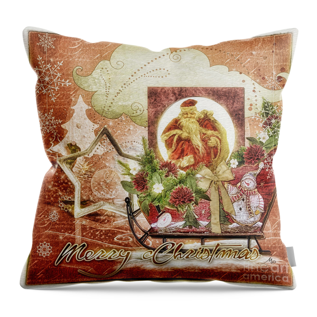 Grannys Christmas Throw Pillow featuring the painting Granny's Christmas by Mo T