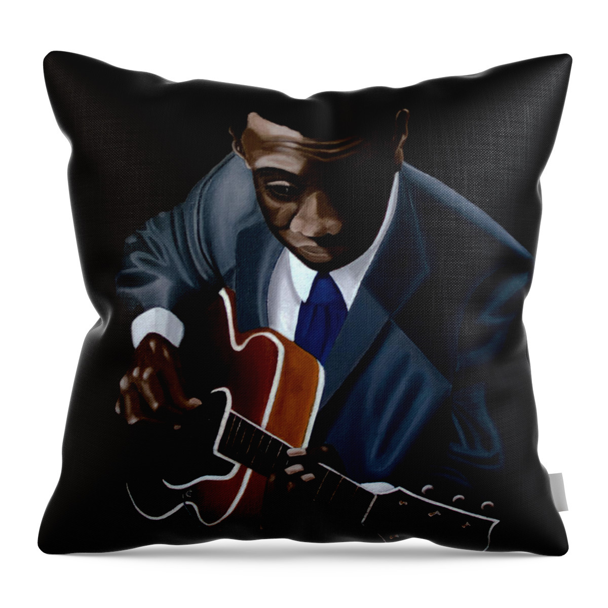 Jazz Throw Pillow featuring the painting Grant Green by Barbara McMahon