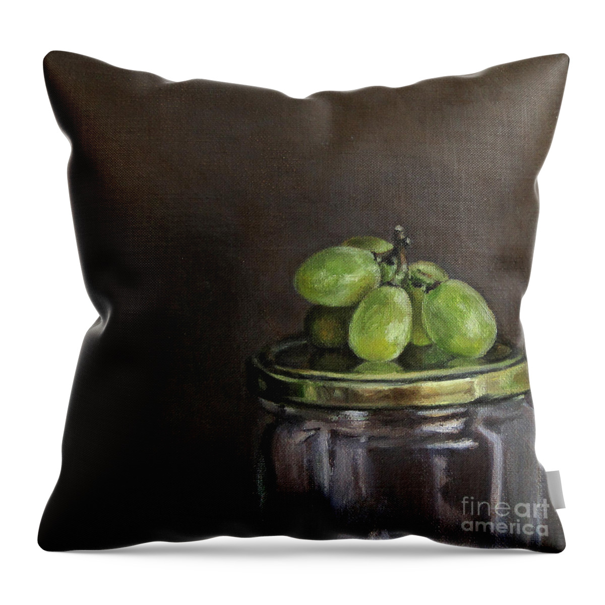 Grape Throw Pillow featuring the painting Grapes on Jar by Ulrike Miesen-Schuermann
