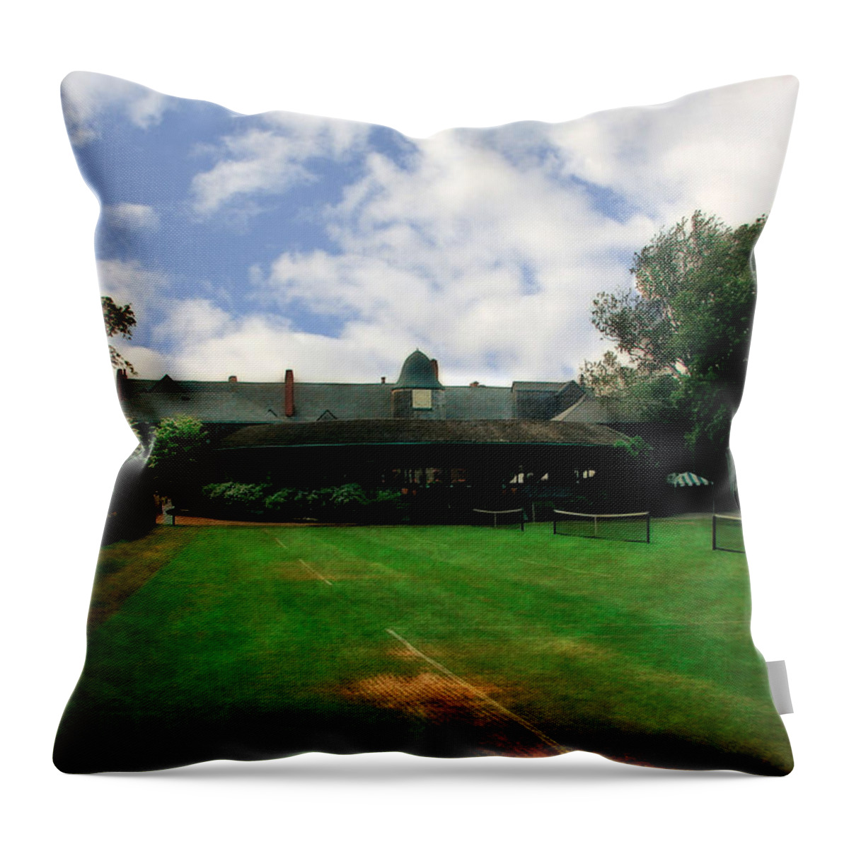 Tennis Court Throw Pillow featuring the photograph Grass Courts at the Hall of Fame by Michelle Calkins