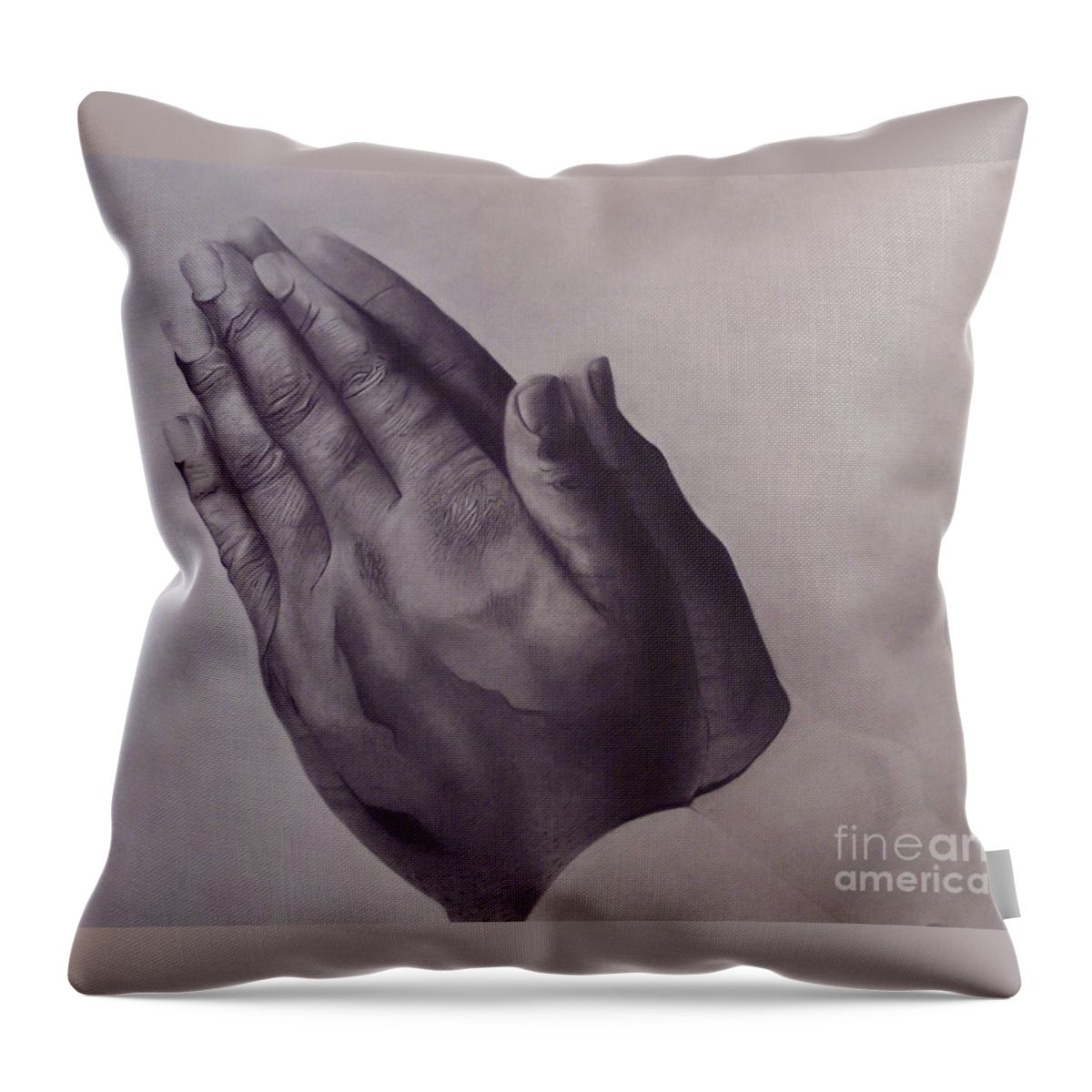 Hands Throw Pillow featuring the drawing Grateful One by Wil Golden
