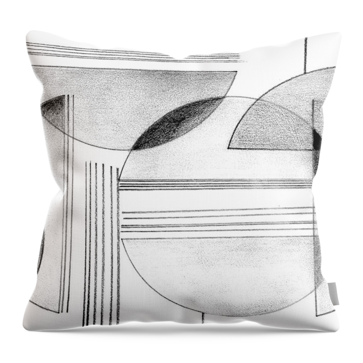 Abstract Throw Pillow featuring the drawing Gray and Black Abstract by Mary Bedy