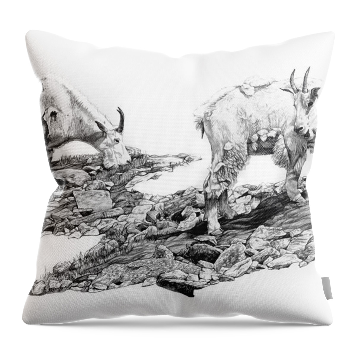 Goat Throw Pillow featuring the painting Grazing by Aaron Spong