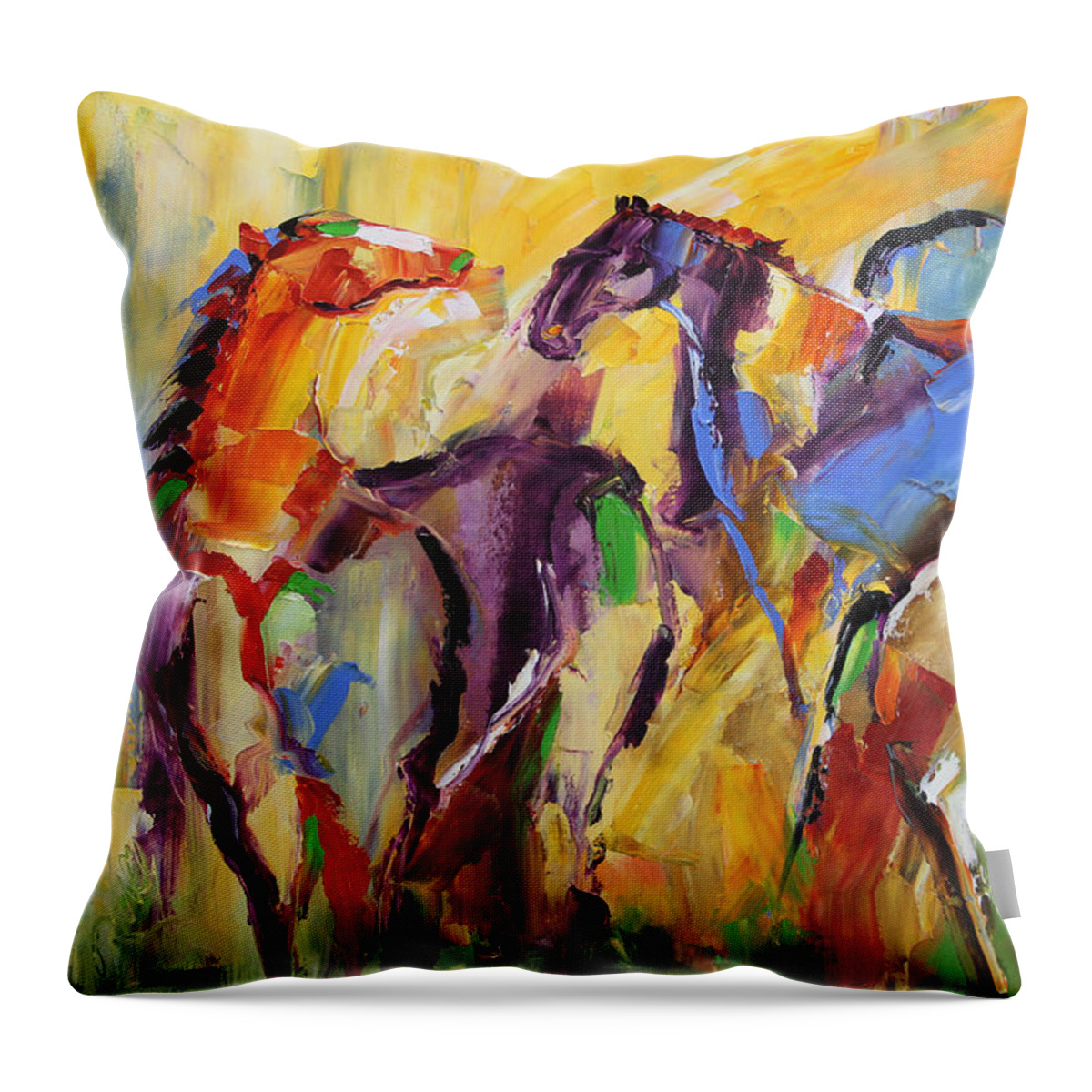 Horse Paintings Throw Pillow featuring the painting Grazing by Laurie Pace