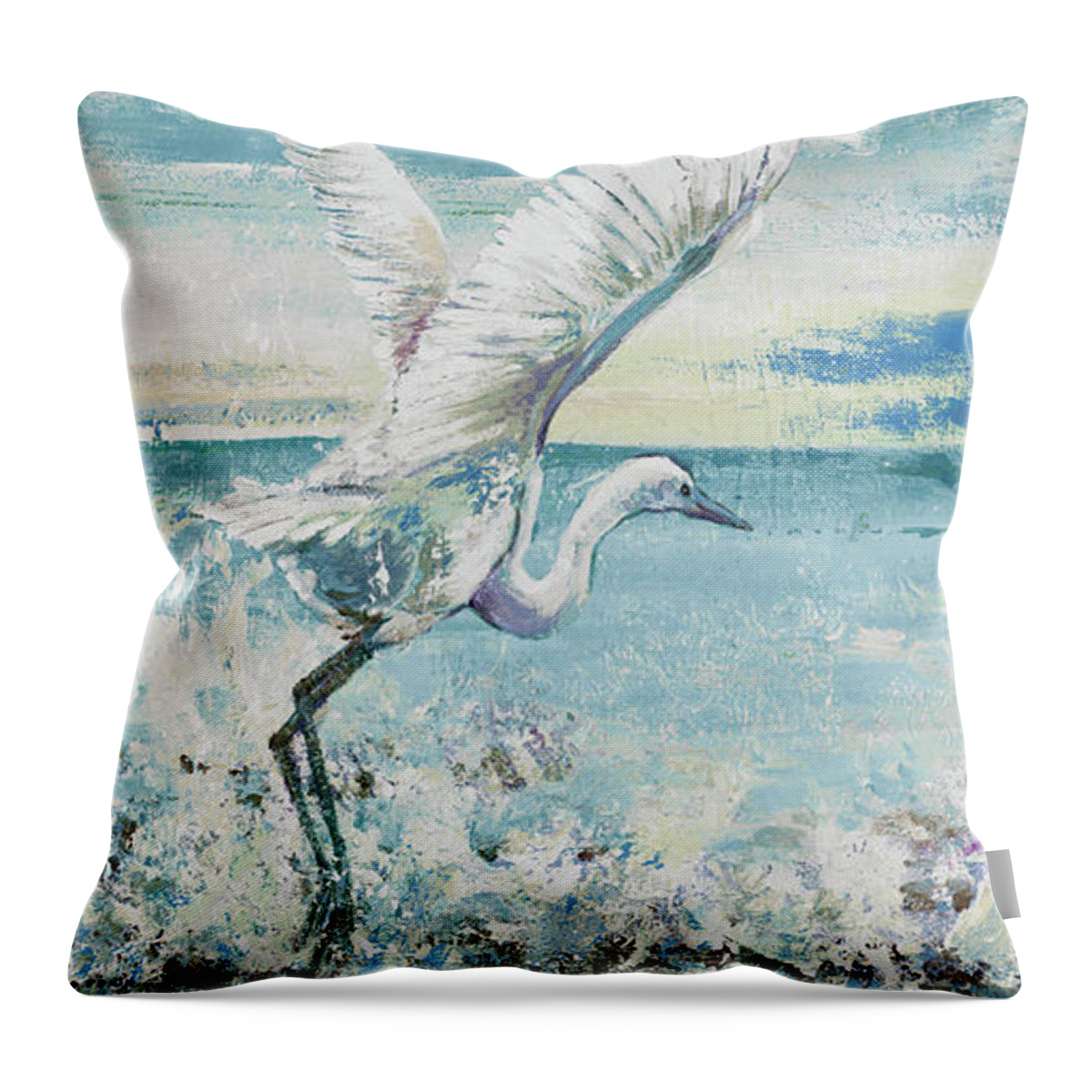 Great Throw Pillow featuring the painting Great Blue Egret I by Patricia Pinto