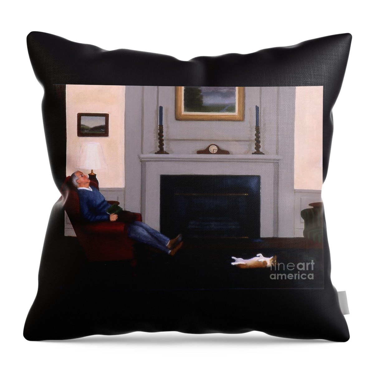 Dog Throw Pillow featuring the painting Great Minds Think Alike by Phyllis Andrews