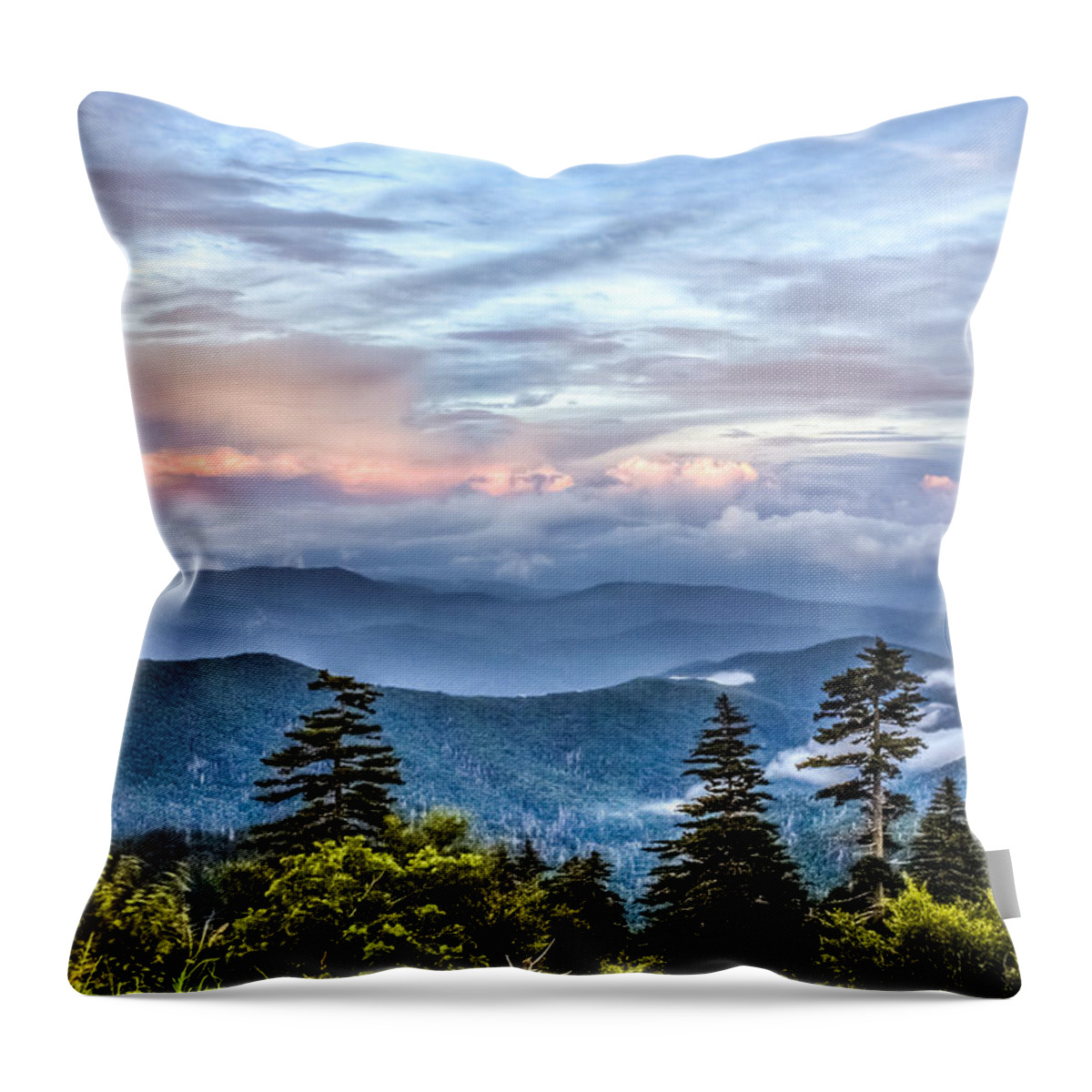 Sunset Throw Pillow featuring the photograph Great Smoky Mountains by Traveler's Pics