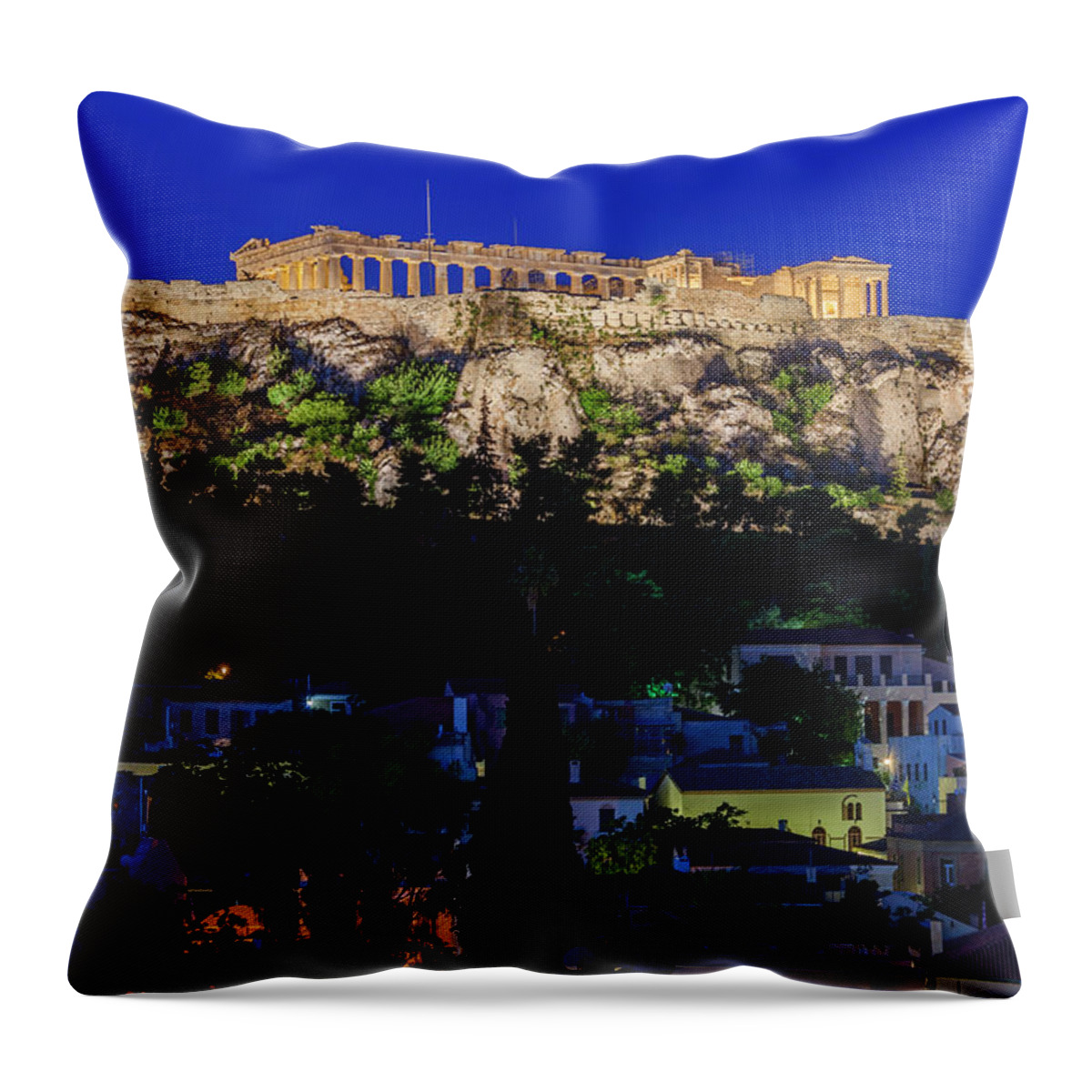 Dawn Throw Pillow featuring the photograph Greece, Athens, Acropolis by Walter Bibikow