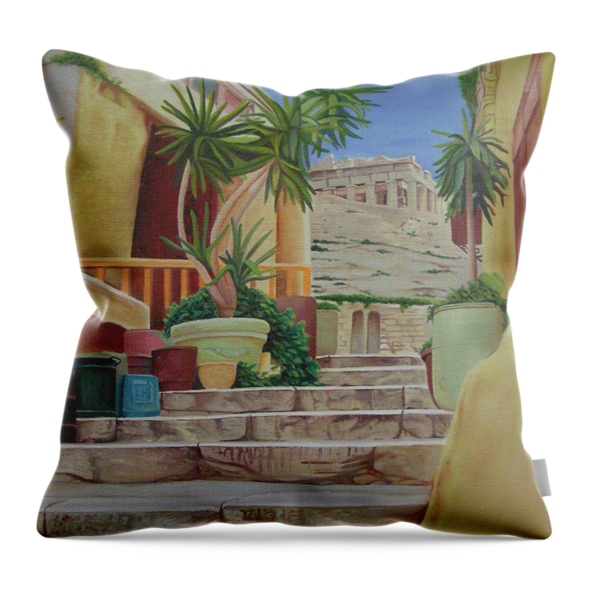 Greece Throw Pillow featuring the painting Greece by Joshua Morton