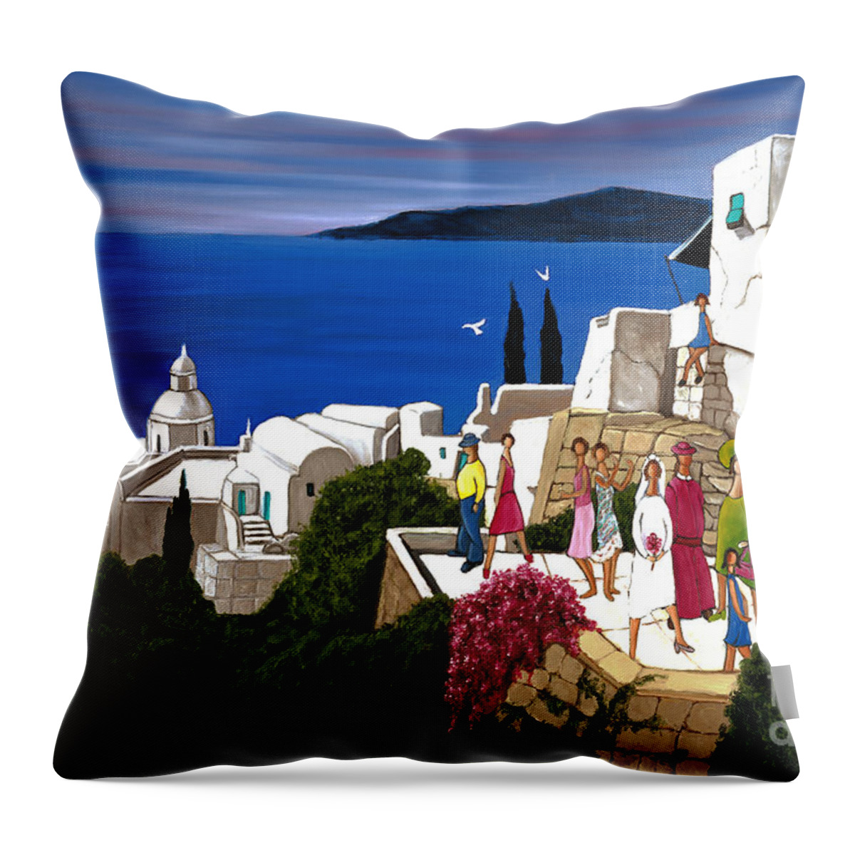 Greek Wedding Throw Pillow featuring the painting Greek Wedding by William Cain