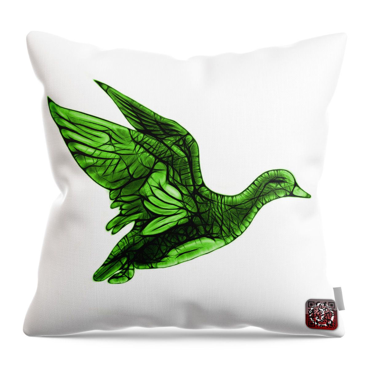 Wigeon Throw Pillow featuring the mixed media Green American Wigeon - 7675 F - WB by James Ahn