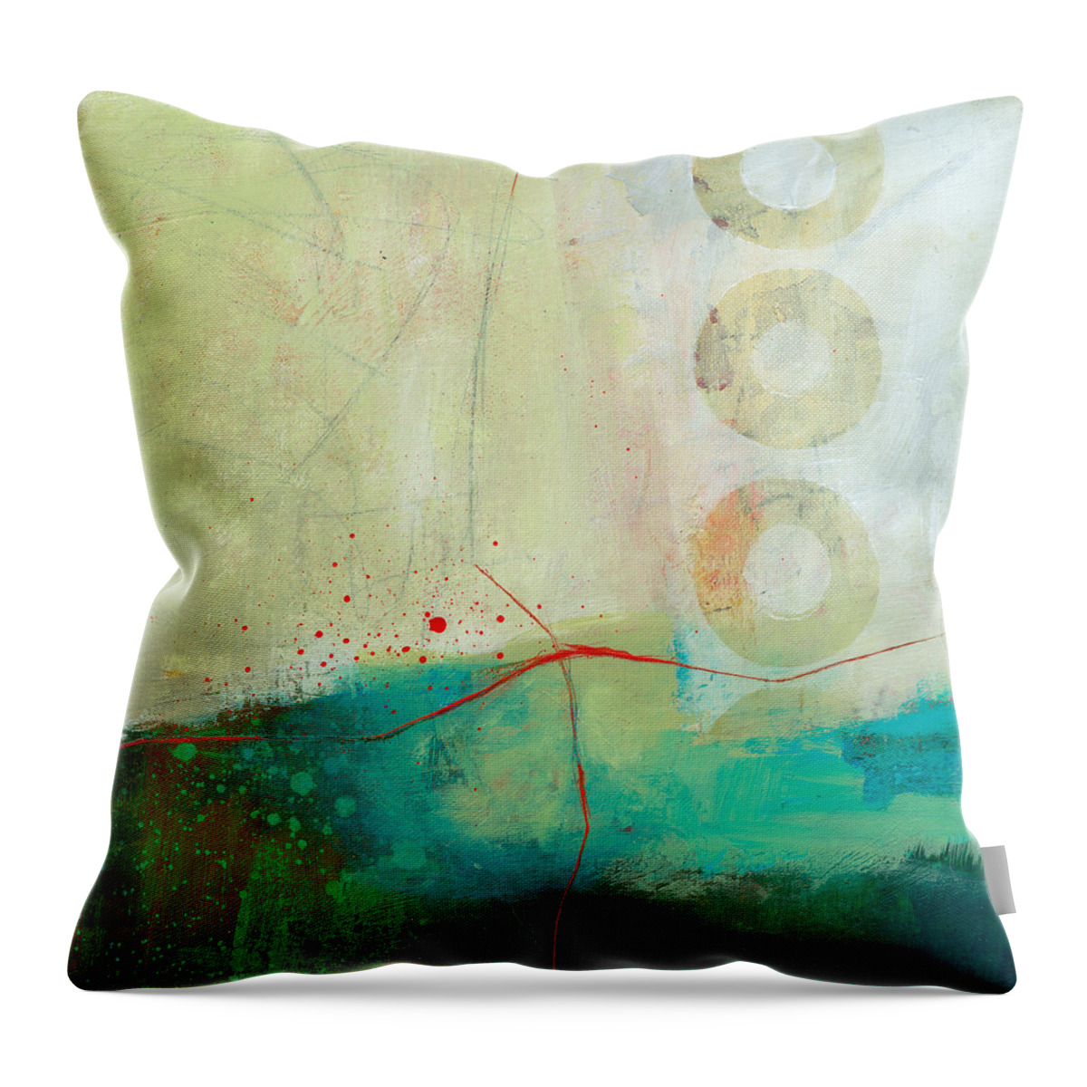 Acrylic Throw Pillow featuring the painting Green and Red 2 by Jane Davies