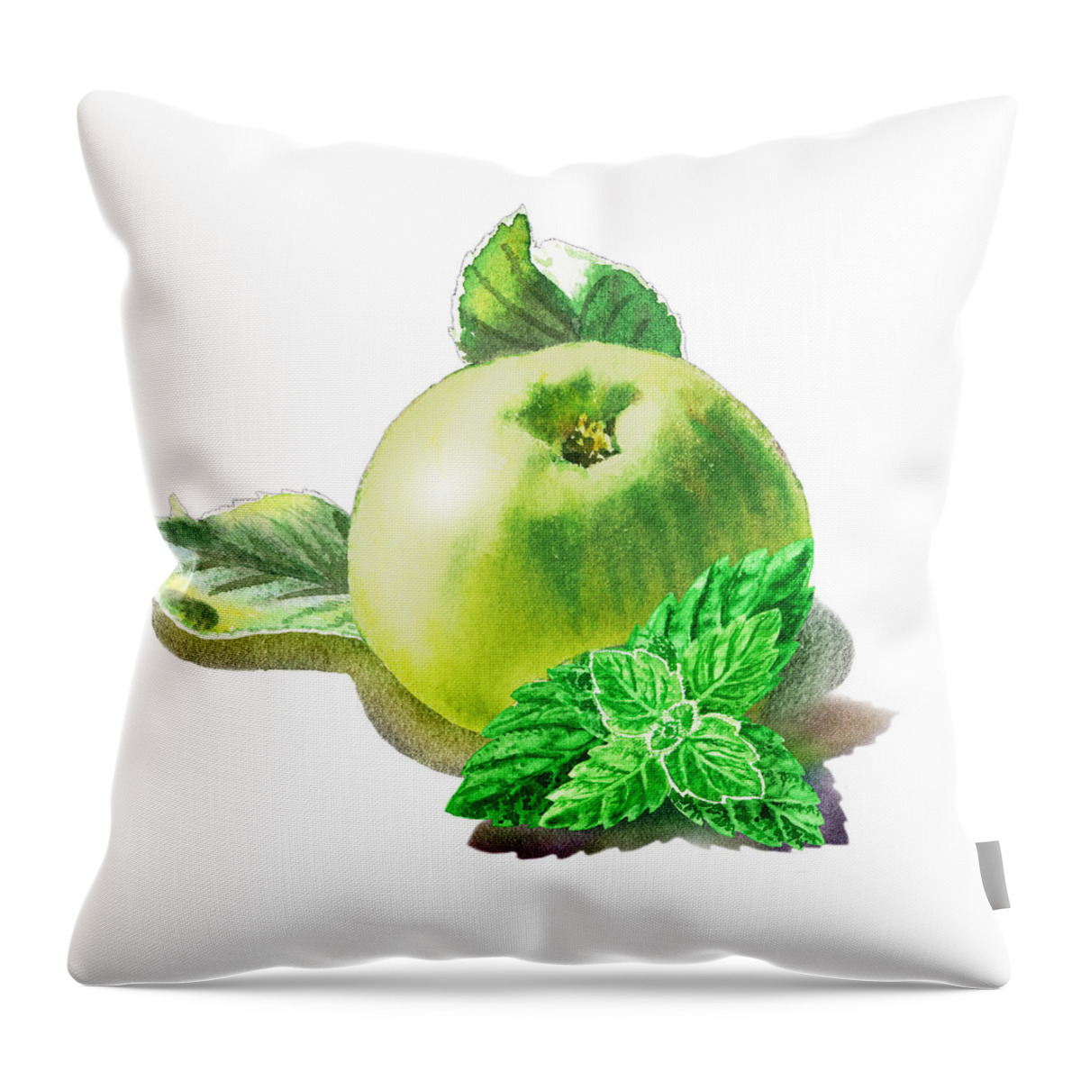 Green Apple Throw Pillow featuring the painting Green Apple And Mint Happy Union by Irina Sztukowski