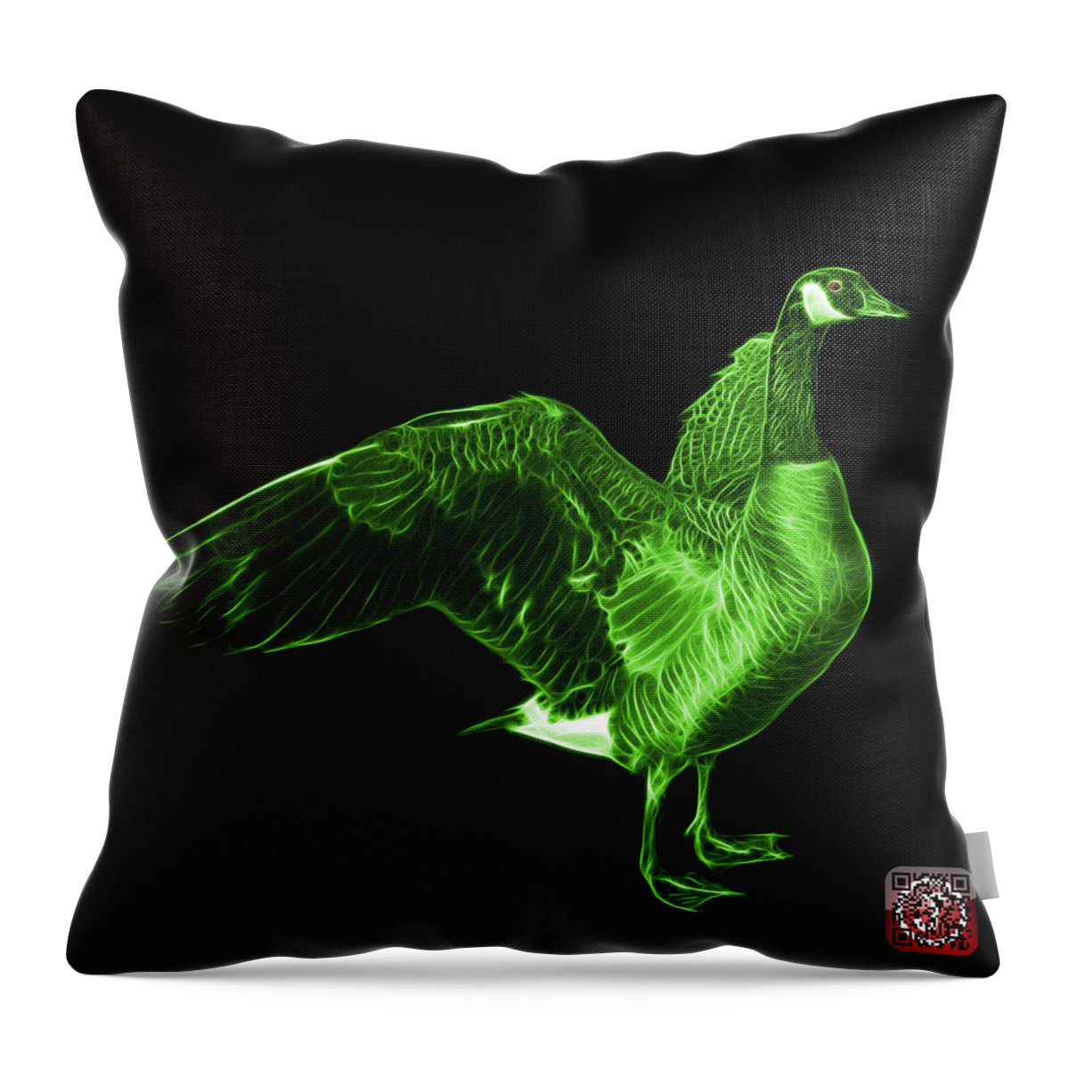 Canada Goose Throw Pillow featuring the mixed media Green Canada Goose Pop Art - 7585 - BB by James Ahn