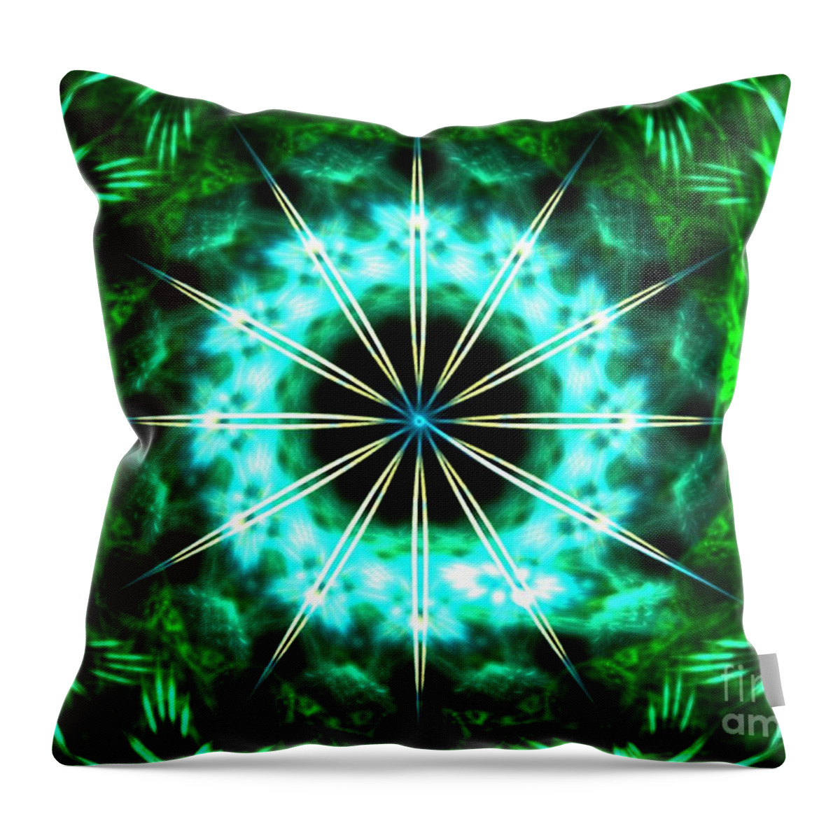 Apophysis Throw Pillow featuring the digital art Green Compass by Kim Sy Ok