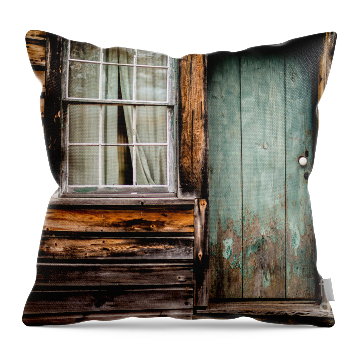 Door Throw Pillow featuring the photograph Green Door by Pamela Taylor