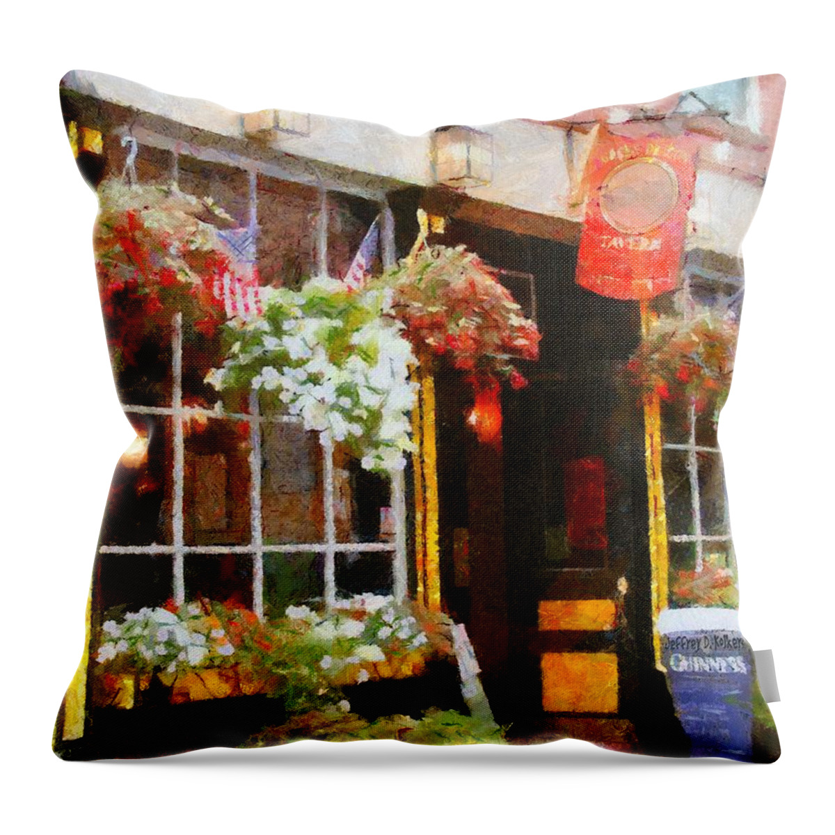 Bar Throw Pillow featuring the painting Green Dragon Tavern by Jeffrey Kolker