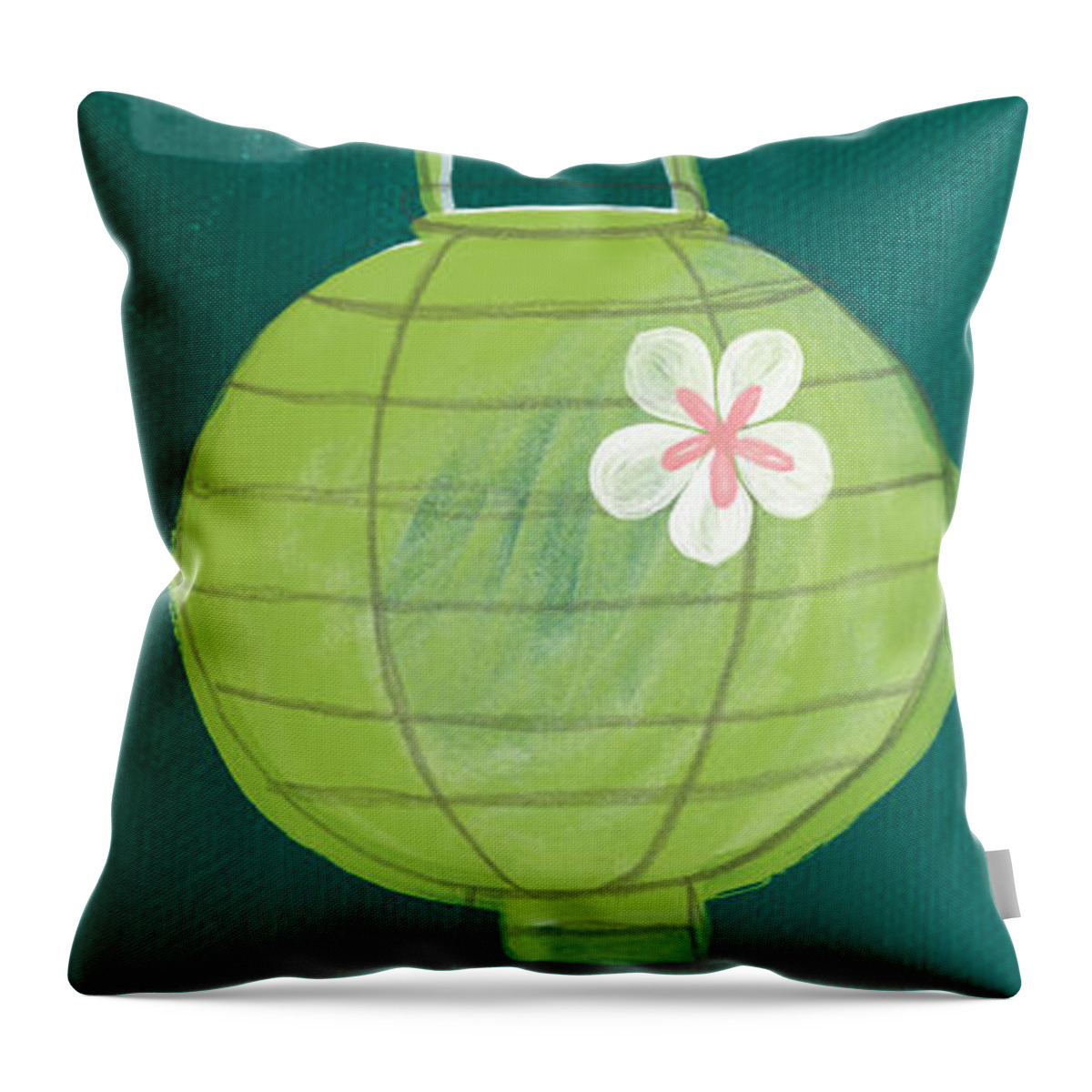 Balance Throw Pillow featuring the painting Green Lantern by Linda Woods