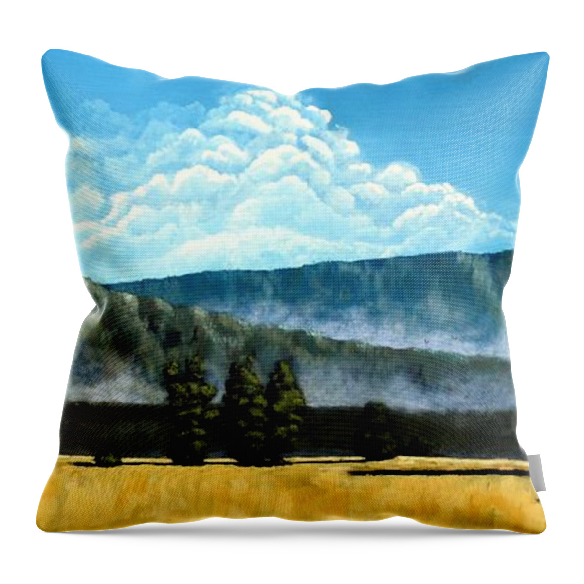 Landscape Throw Pillow featuring the painting Green Mist by Michael Dillon