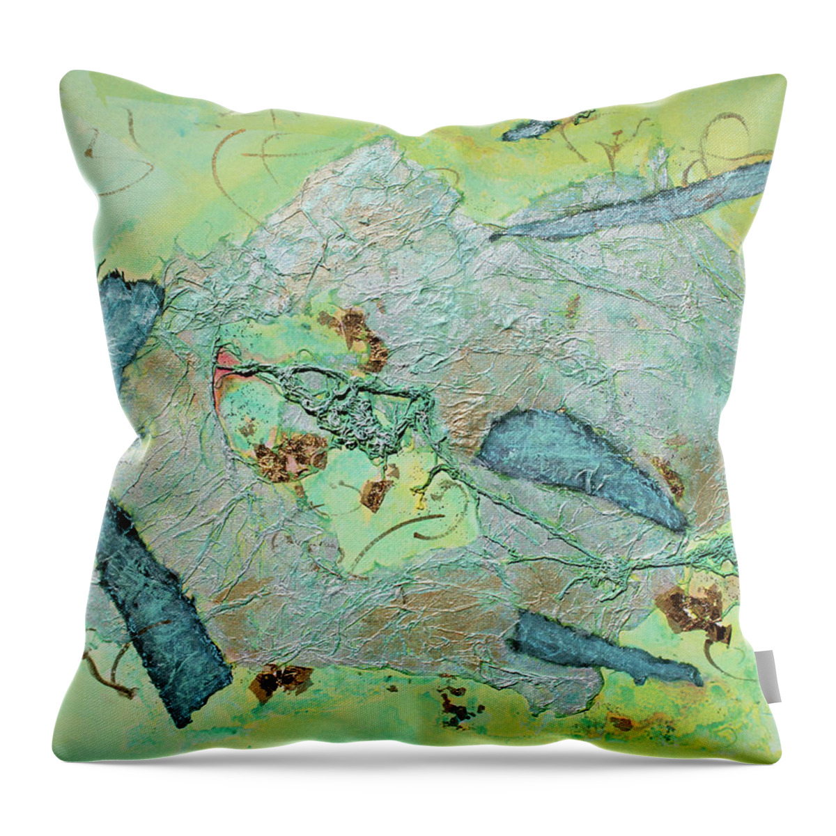 Abstract Painting Throw Pillow featuring the painting Green of the Earth Plane by Asha Carolyn Young