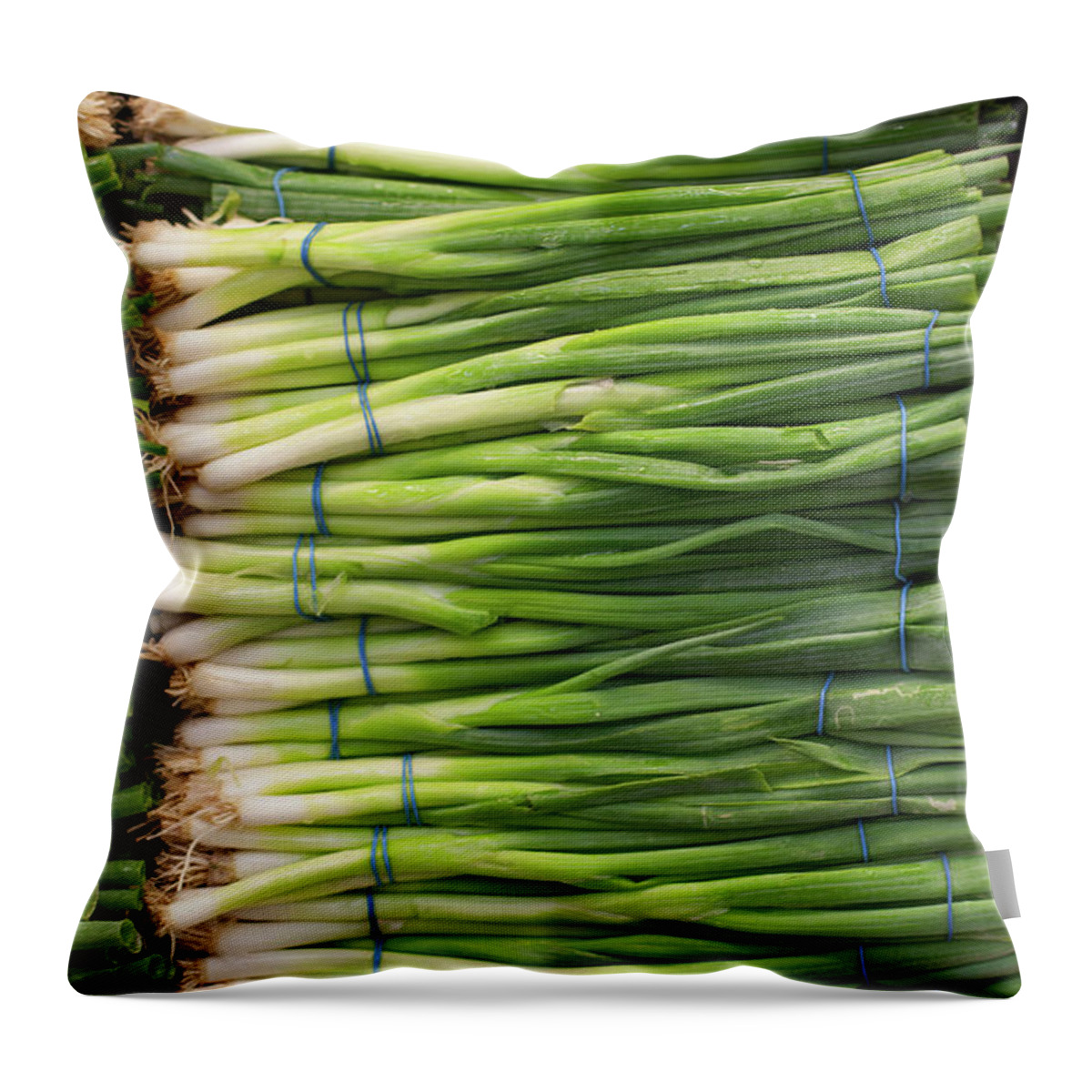 Large Group Of Objects Throw Pillow featuring the photograph Green Onions by Tuan Tran