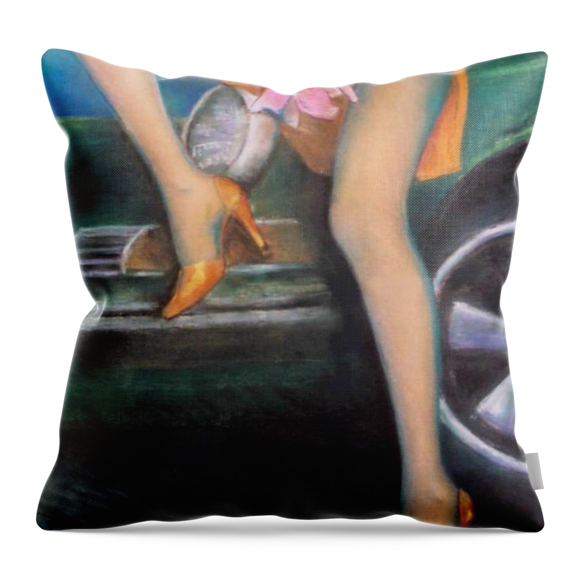 Sensual Throw Pillow featuring the pastel Green Porsche by Mary Ann Leitch