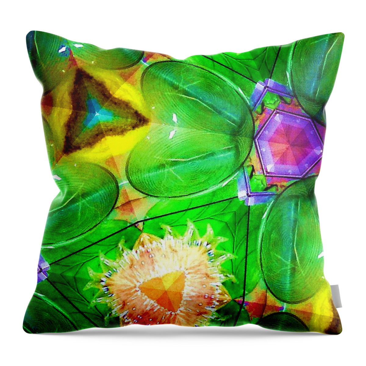 Green Throw Pillow featuring the digital art Green Thing 2 Abstract by Saundra Myles